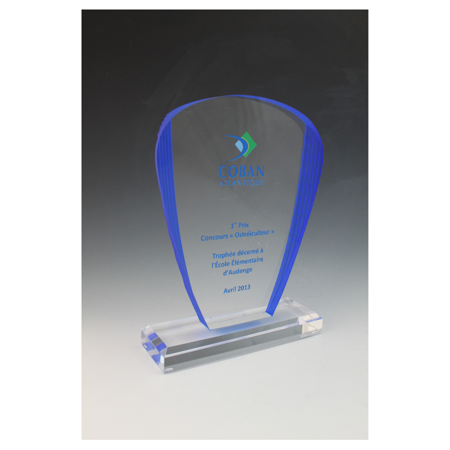 Trophée plexiglass arche bleue