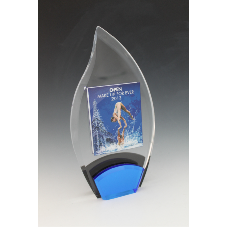 trophée plexiglass goutte bleue Tryje-trophée