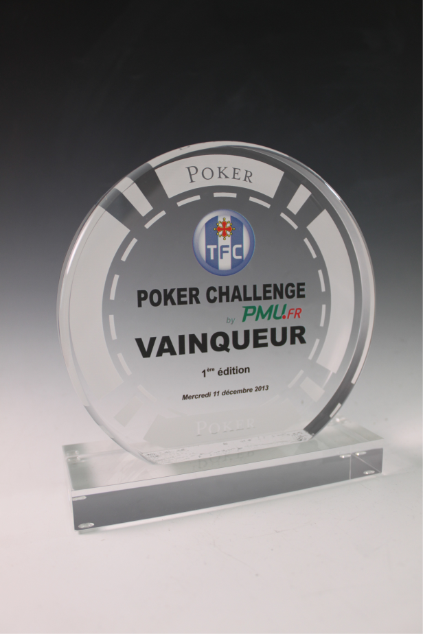 trophée plexiglass poker