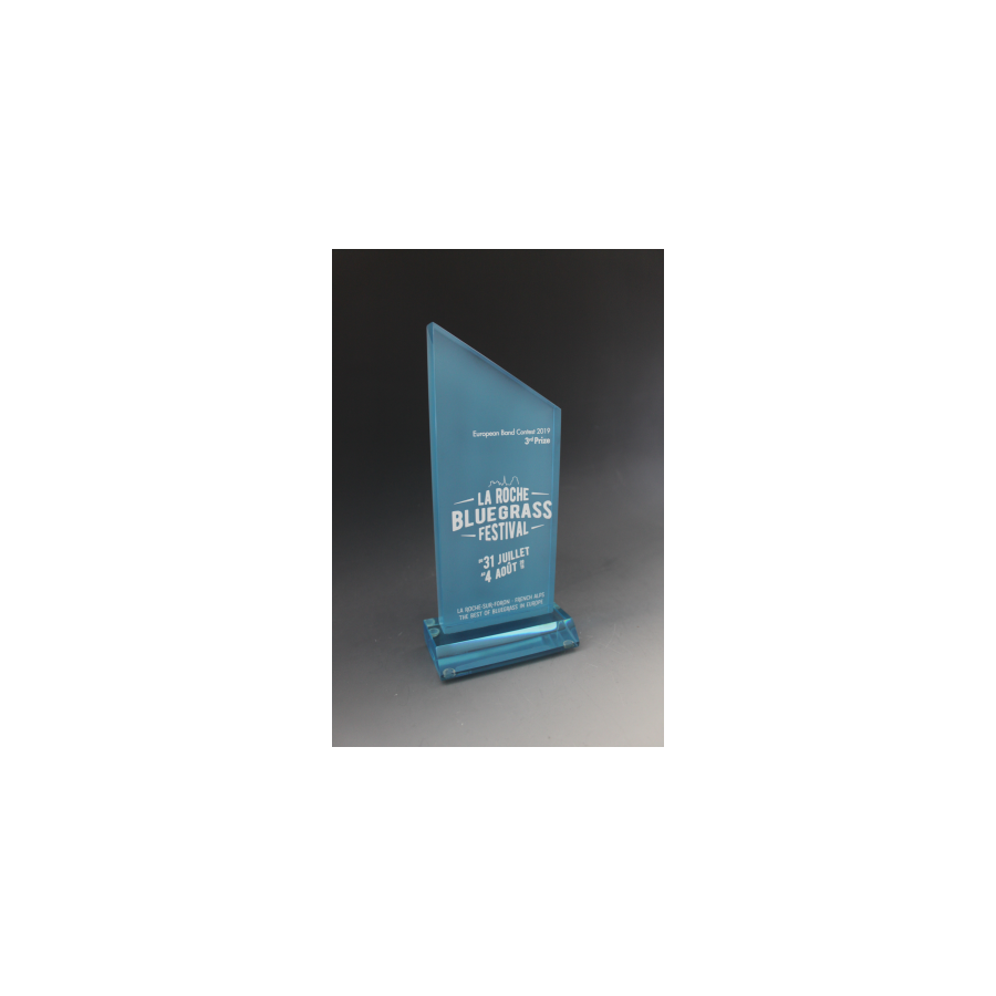 trophée bleu plexiglass