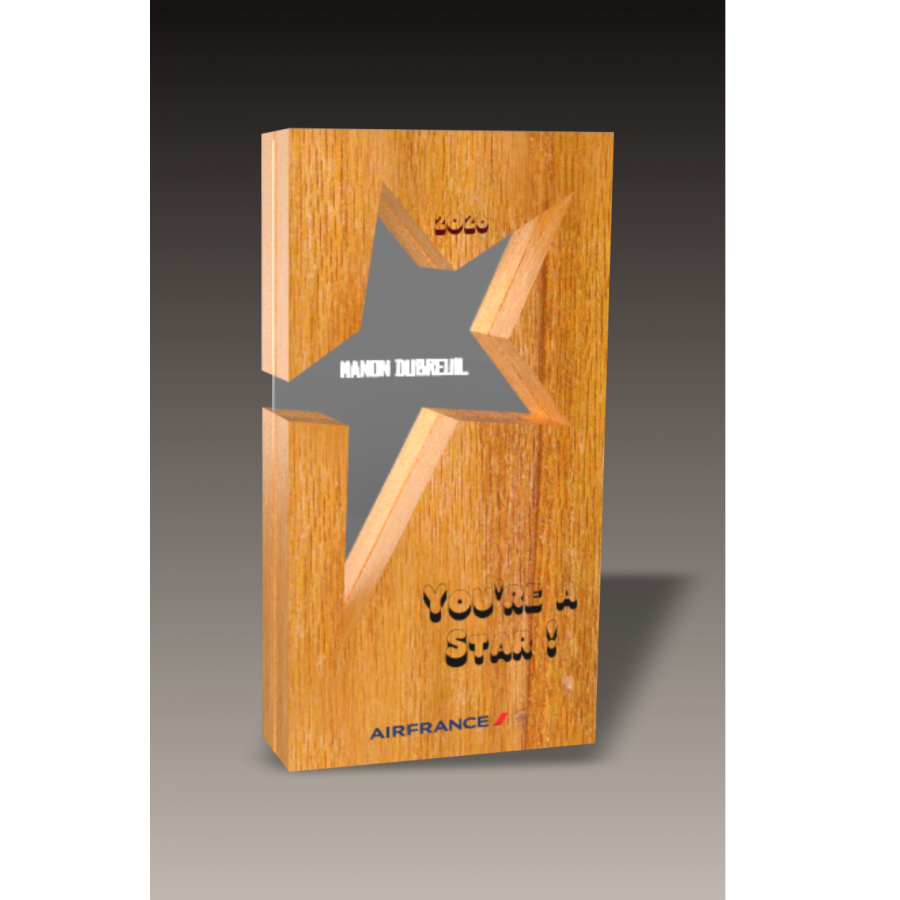 Trophée Bois BE STAR Tryje-trophée