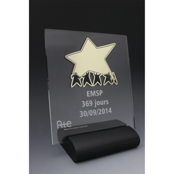 trophée en plexiglass équipe eco RTE