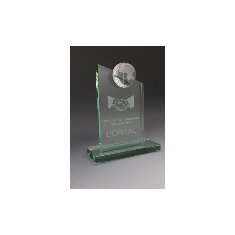 Trophée verre globe jade Tryje-trophée